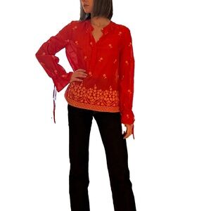 J. Crew Red Floral Women's Blouse